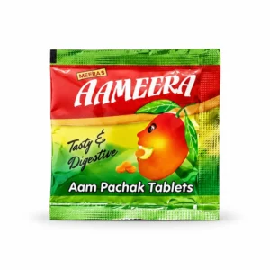 Front of one Meera's Aameera Aam Pachak Tablets sachet